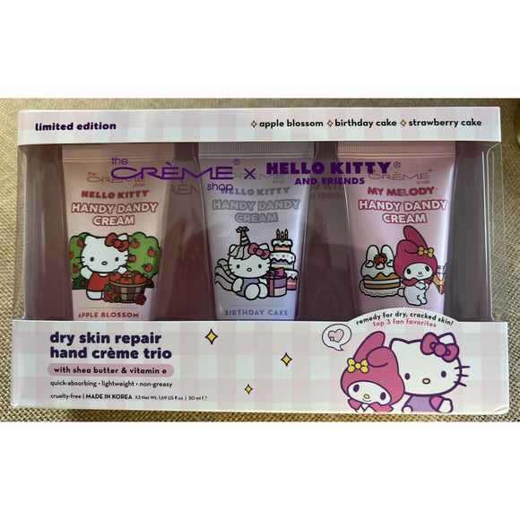 HELLO KITTY & Friends The Creme Shop - Dry Skin Repair Hand Creme Trio - NEW! - Picture 1 of 10